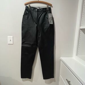 NWT Vintage 1990’s Genuine Leather Black Pants High Waist Tower Hill Moto Biker
